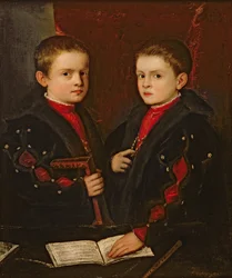 Porträt von Gerolamo Melchiorre (geb. 1536) und seinem Bruder Francesco Santo da Pesaro (geb. 1537), ca. 1544